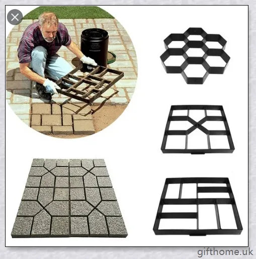Durable, reusable DIY paving mould for creating custom garden paths, patios, and walkways in a variety of patterns
