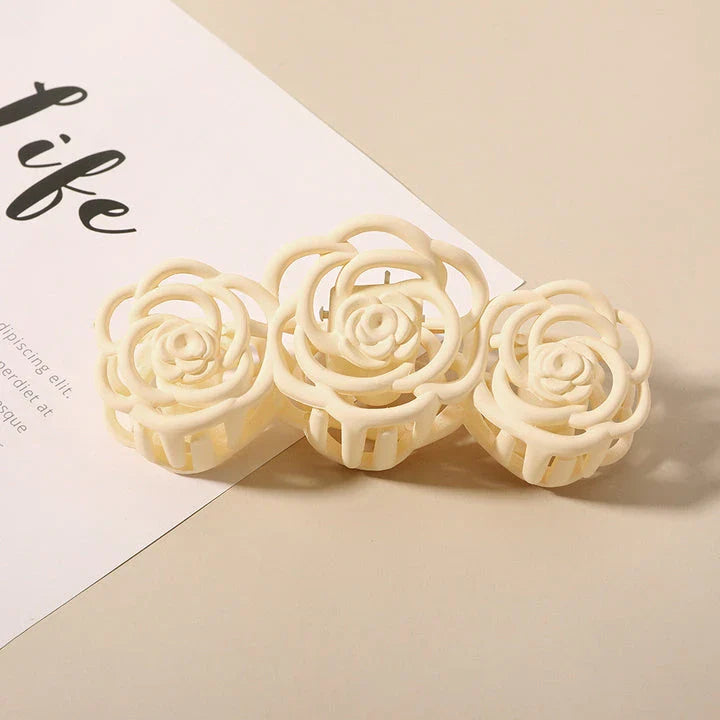 Elegant rose-shaped hair accessory made from premium acrylic and alloy materials for a sophisticated and fashionable look