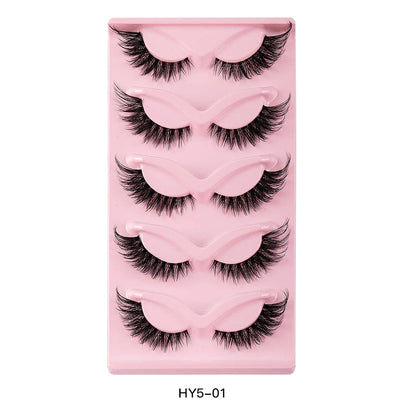 Pair of 3D cat eye and fox eye false eyelashes made from high-quality synthetic fibres for a natural, voluminous look