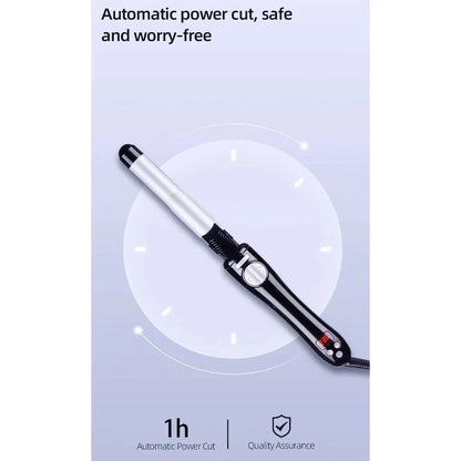 25mm Automatic Curling Iron with 360-degree rotation, ceramic coating, and LCD temperature display