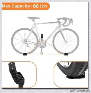 Sturdy black carbon steel bicycle wall mount rack for securing bikes and mountain bikes to the wall