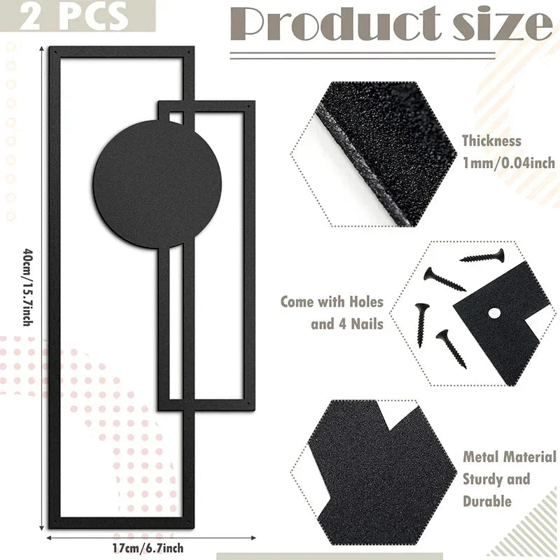 Elegant Nordic-inspired metal wall decor set featuring sleek black silhouette designs