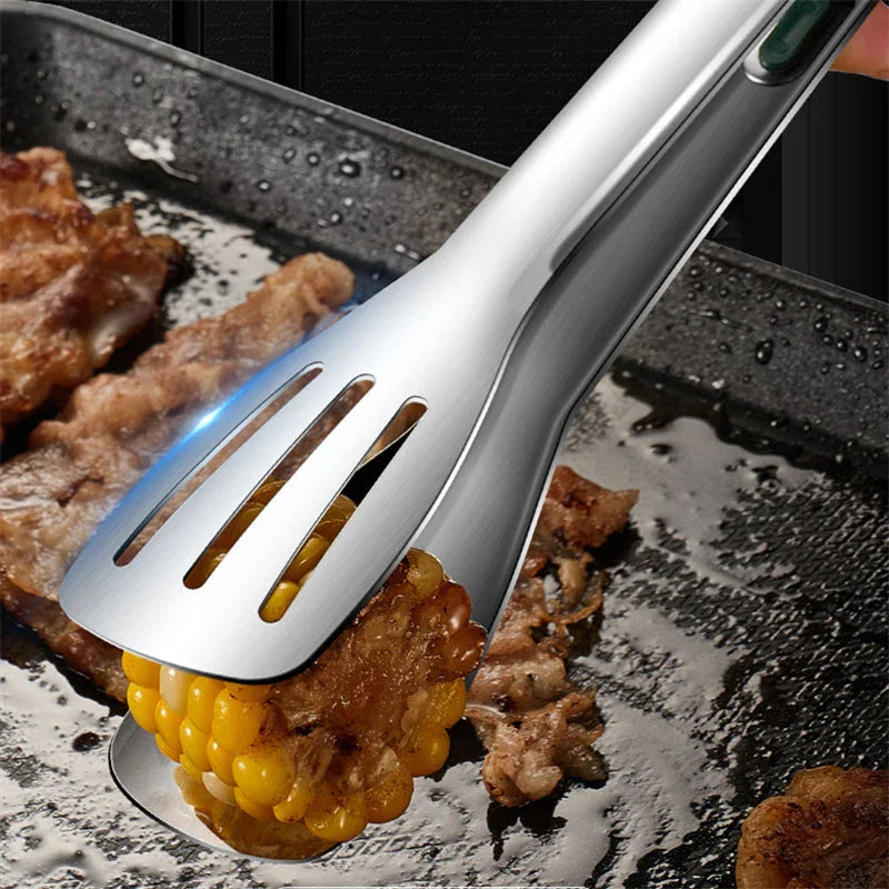 Premium non-slip stainless steel food tongs with ergonomic design for safe and efficient cooking and serving in the kitchen