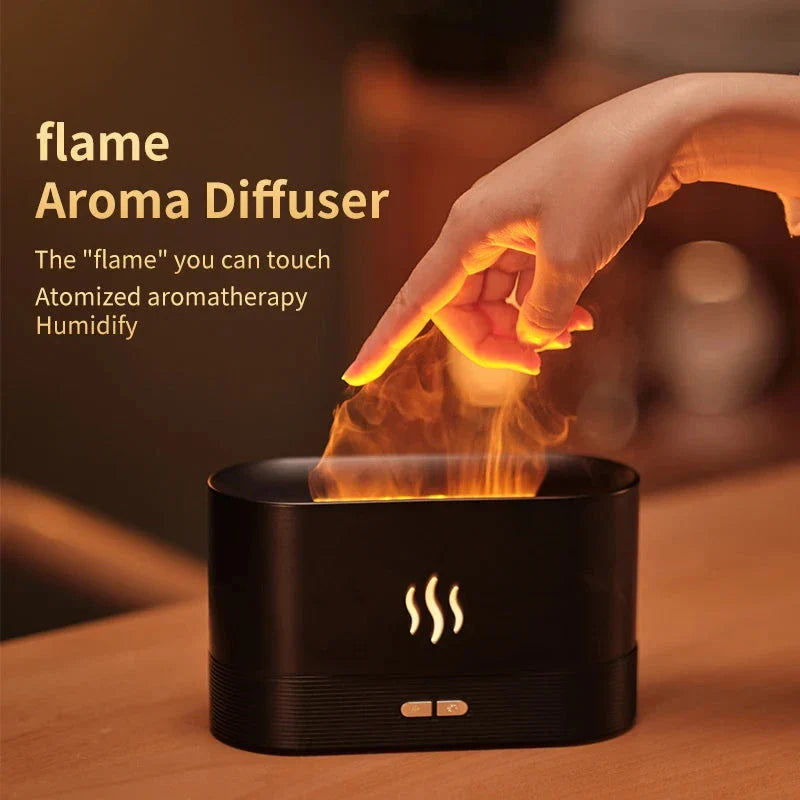 Elegant Flame Diffuser & Ultrasonic Humidifier with USB Power - transforms your space with a warm, flickering effect and refreshing mist