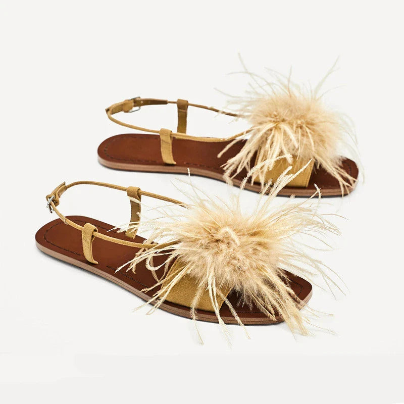 Fairy Beach Flat Bohemian Roman Sandals in ginger colour, featuring a unique Bohemian-inspired design and comfortable, durable construction.