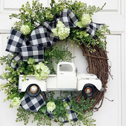 Vibrant orange Christmas wreath with a 35cm diameter, designed to add festive charm to your front door