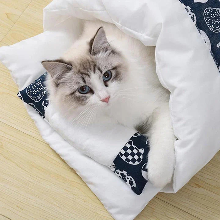 Printed Cat Cave Bed in various sizes and colours, providing cosy and secure retreat for cats