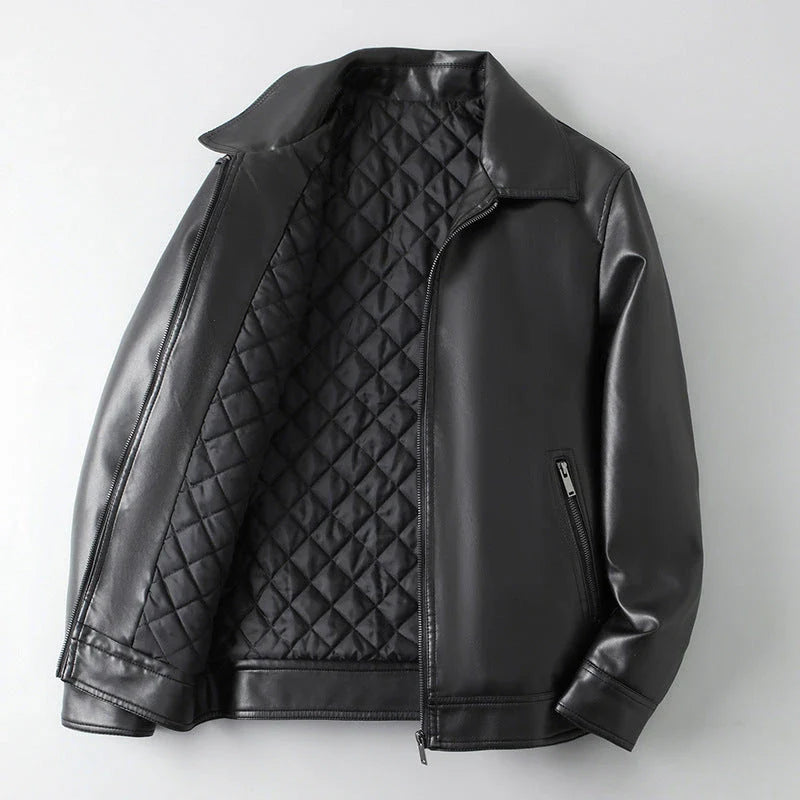 Premium Lightweight Business Jacket with Leather Lapels - Stylish and Versatile Outerwear for the Modern Gentleman