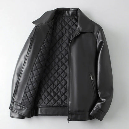 Premium Lightweight Business Jacket with Leather Lapels - Stylish and Versatile Outerwear for the Modern Gentleman
