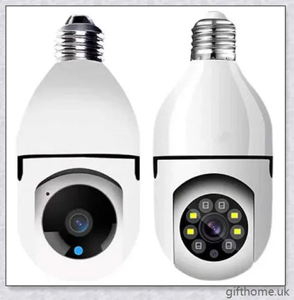 5G Wi-Fi smart home surveillance bulb camera with 360-degree coverage, night vision, and remote monitoring capabilities