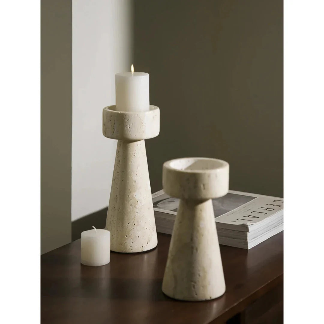 Minimalist Travertine Marble Candle Holder for Elegant Home Décor