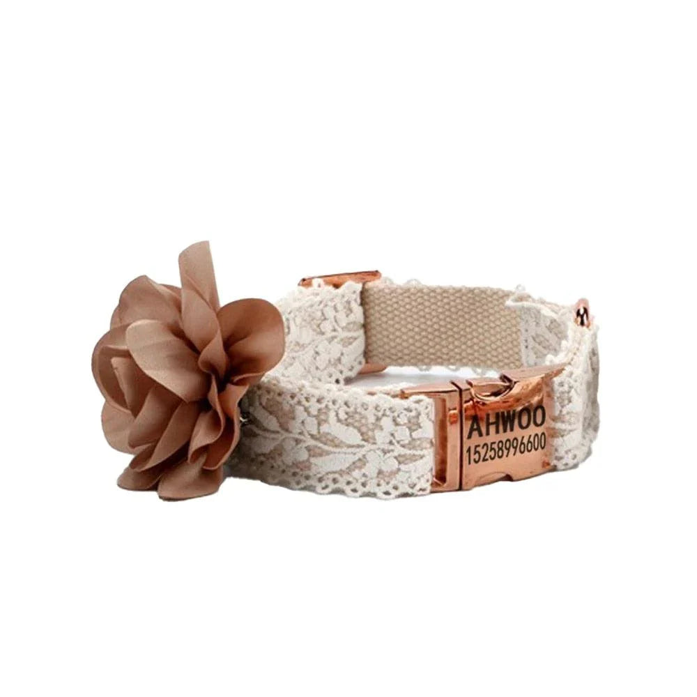 Elegant floral dog collar made with premium nylon materials for stylish and comfortable wear