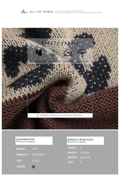 A stylish women's long sleeve leopard print pullover jumper in a classic coffee brown colour