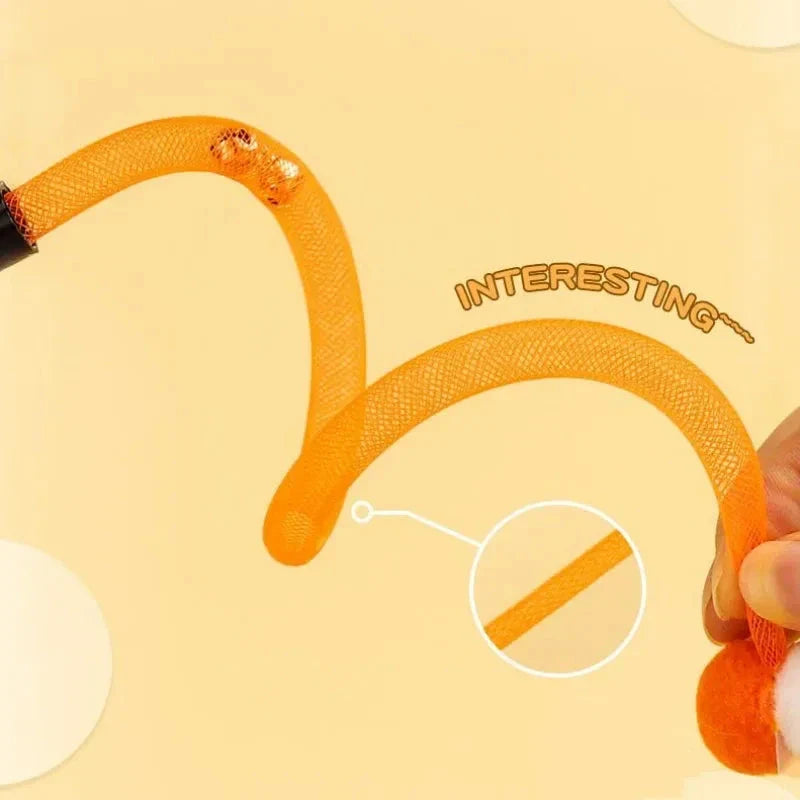 Interactive cat toy with butterfly teaser, bell, and wool ball for entertaining and engaging your feline companion