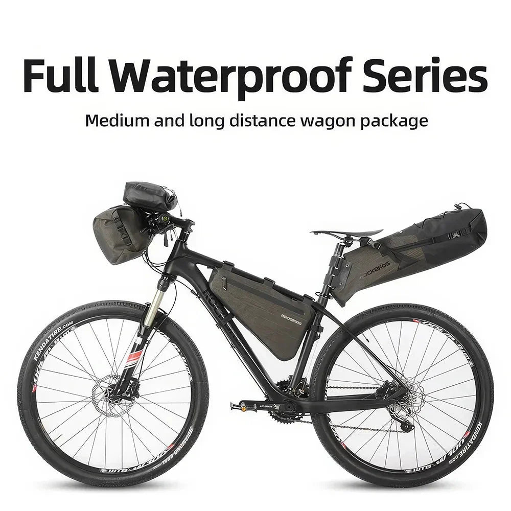 Waterproof and durable triangle-shaped bike bag with reflective accents, perfect for UK cyclists