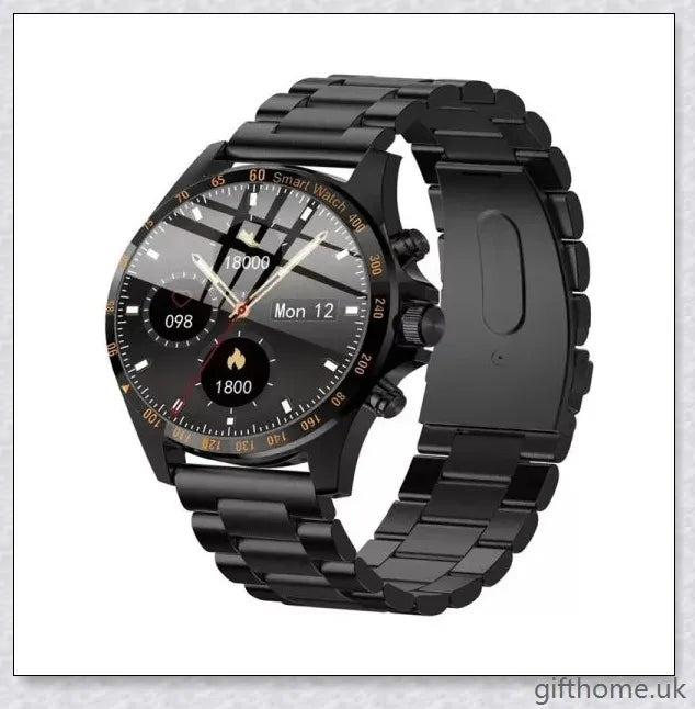 Premium Business Smart Watch with Heart Rate and Blood Pressure Monitoring, Crafted with Alloy and Leather for Sophisticated Style and Advanced Health Tracking