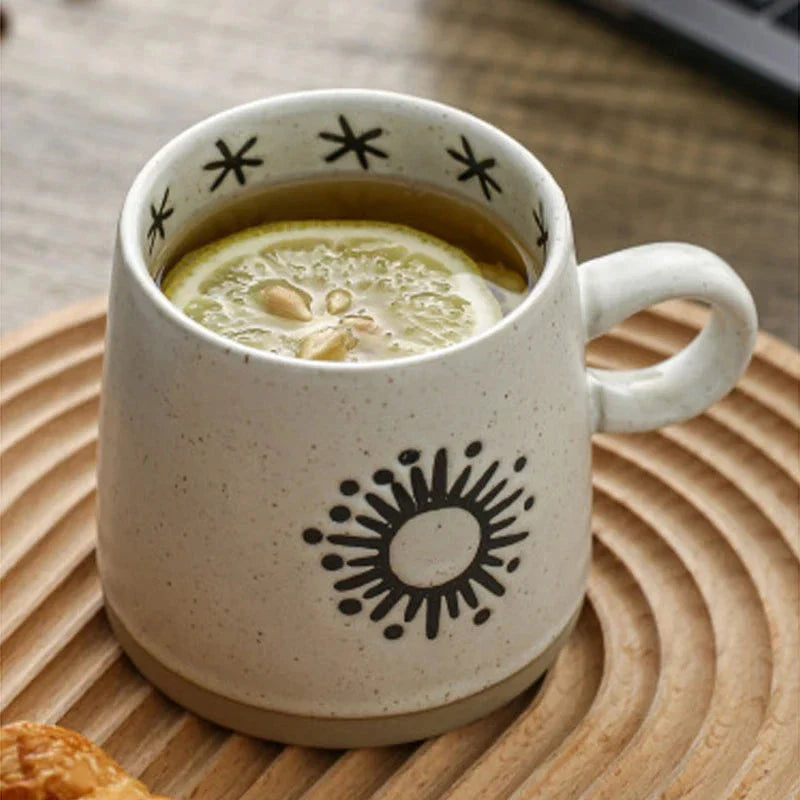 Elegant hand-painted Japanese-inspired ceramic coffee mug with intricate floral design