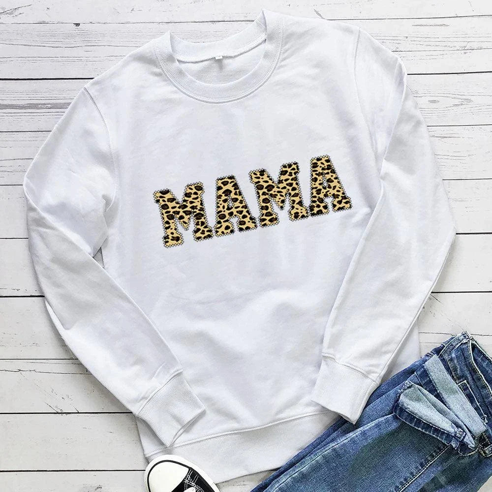 Leopard print sweatshirt in a range of colours, including white, pink, yellow, grey, green, black, and wine red. Relaxed, oversized fit for comfort and style.