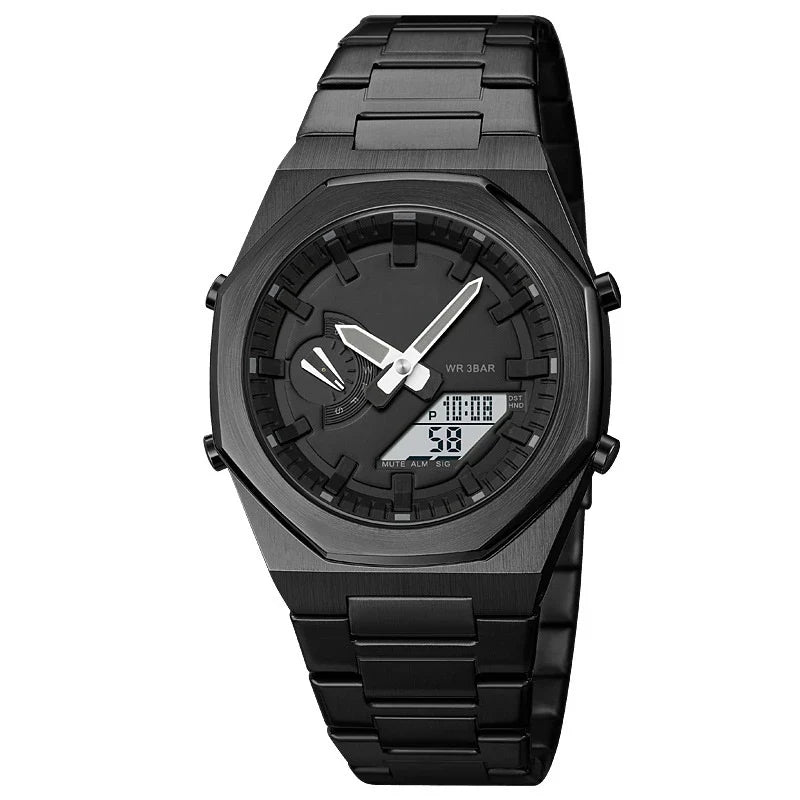 Premium multifunctional sports watch with sleek design, waterproof construction, and practical features like dual time, date, and alarm clock