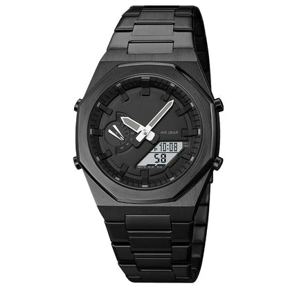Premium multifunctional sports watch with sleek design, waterproof construction, and practical features like dual time, date, and alarm clock