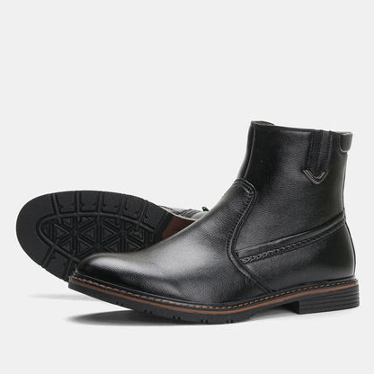 Retro Classic Leather Boots with Pointed Toe Design, Antiskid Sole, and Handsome Sewing Details