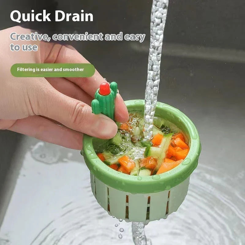 Elegant green cactus-inspired sink filter basket with effective debris trapping capabilities