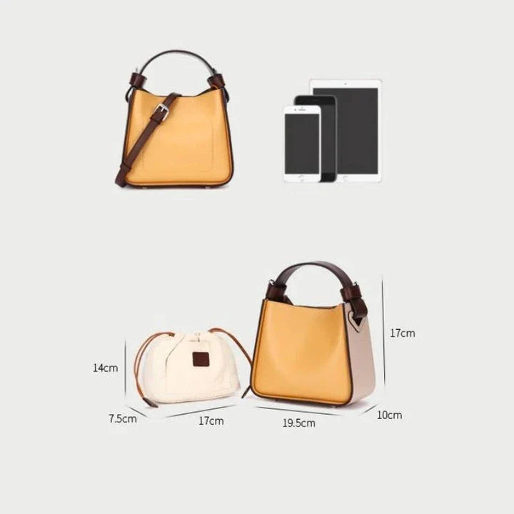 A stylish microfibre leather tote bag with a chic bucket shape and ruched detailing, perfect for the modern British woman.