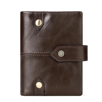 Premium British leather wallet in red, black, and brown colours with a minimalist, sophisticated design
