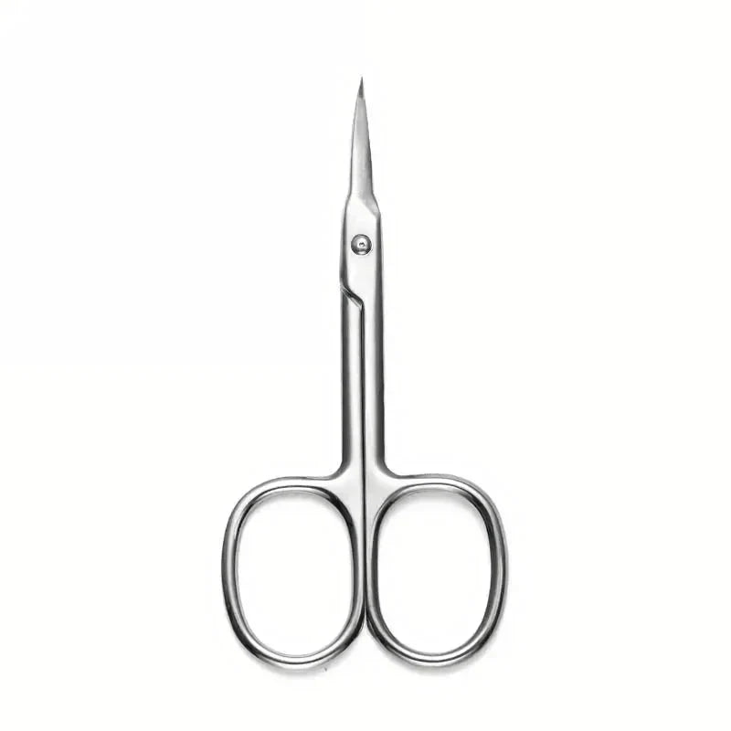 Premium stainless steel cuticle trimmer with a sharp, curved blade and rounded edges for precise, safe grooming
