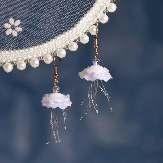 Elegant cloud-like jellyfish earrings with a captivating marine-inspired design, perfect for fashion-forward women in the UK