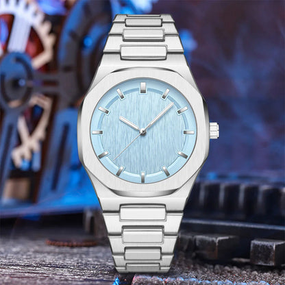 Sophisticated octagonal dial men's watch with stainless steel case and mineral-reinforced glass crystal