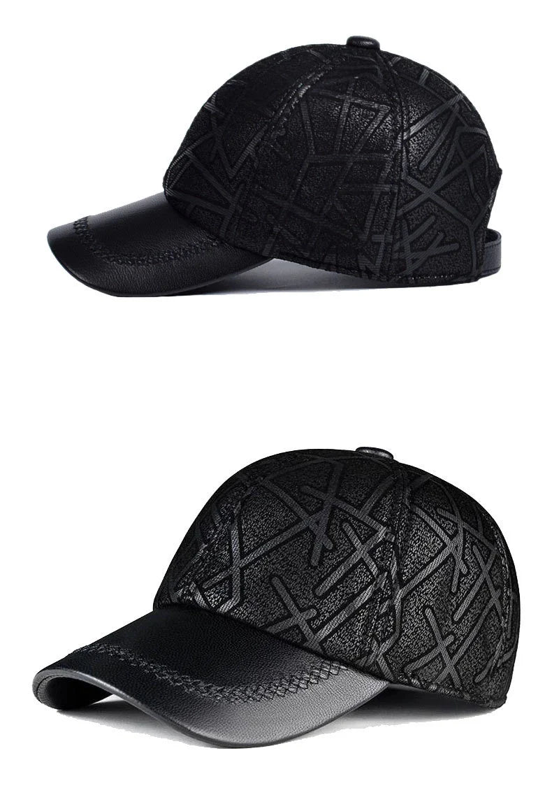 Premium leather baseball cap with adjustable fit and sheepskin construction for a stylish and comfortable all-season accessory