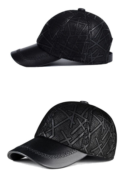 Premium leather baseball cap with adjustable fit and sheepskin construction for a stylish and comfortable all-season accessory