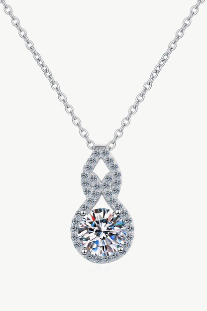 Premium 1 Carat Moissanite Pendant Necklace in 925 Sterling Silver with Rhodium Plating and Zircon Accent Stones