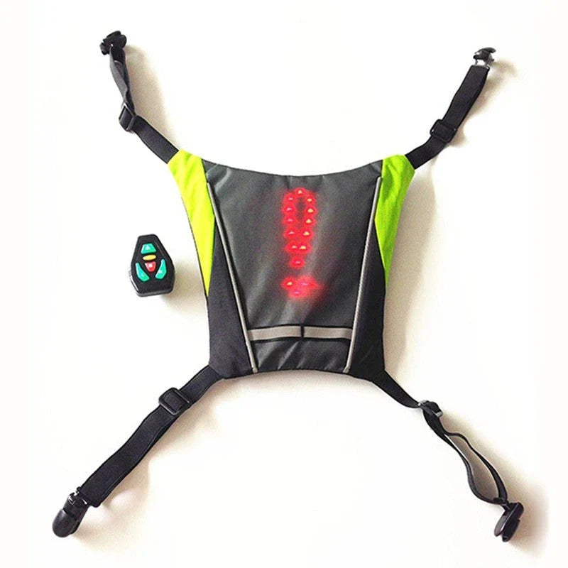 A grey LED signal vest with bright lights for improved visibility and safety during outdoor activities
