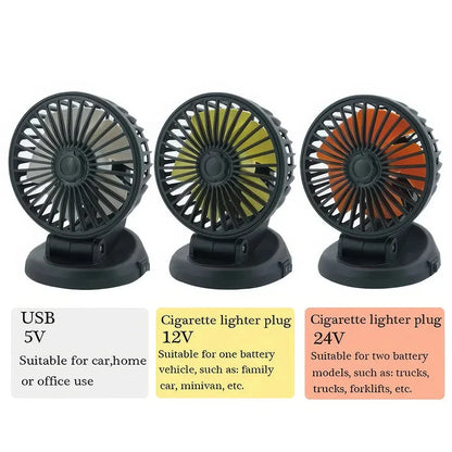 Multi-Angle Rotatable Car Cooling Fan with adjustable airflow and compact design for safe, comfortable driving