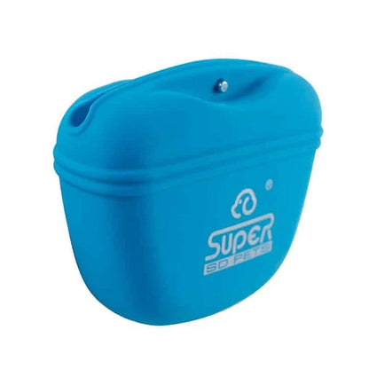 Premium waterproof dog treat pouch with durable plastic construction and convenient clip-on design