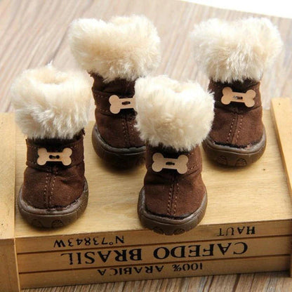 Premium winter dog boots with waterproof outer shell and fleece lining, available in a range of stylish colours