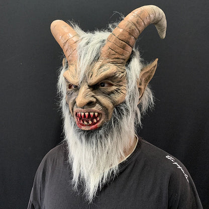Frightfully realistic Latex Horror Mask with devil-inspired features, perfect for Halloween cosplay