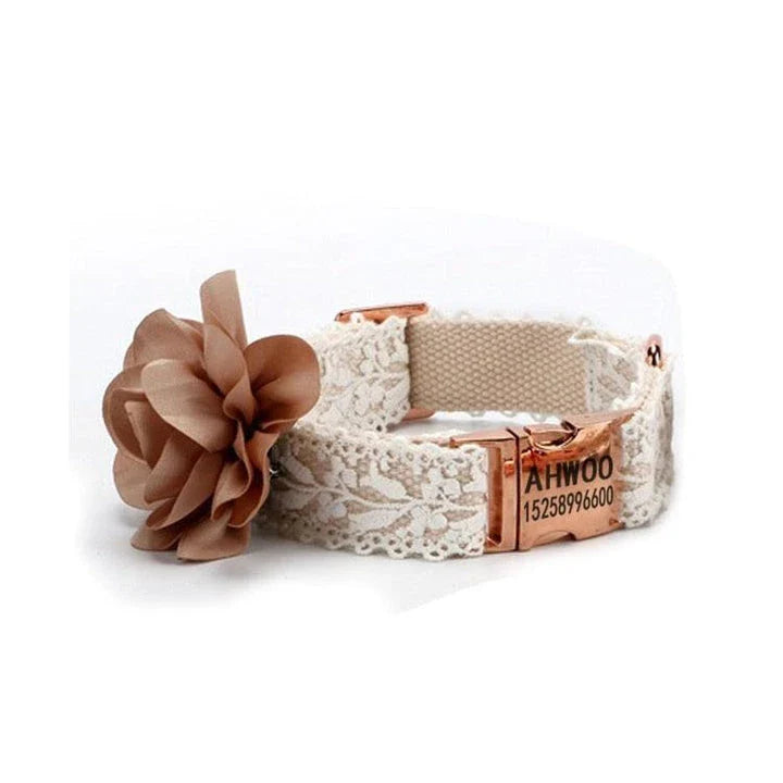 Elegant floral dog collar made with premium nylon materials for stylish and comfortable wear