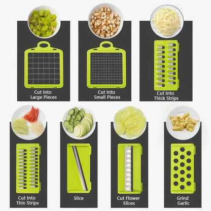 Trendha Multifunctional Vegetable Chopper with 14-in-1 functionality, durable construction, and easy cleanup