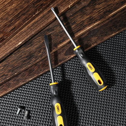 Premium Magnetic Flat Head and Cross Screwdriver Set with Cr-V Steel Construction and Dual-Material Ergonomic Handle
