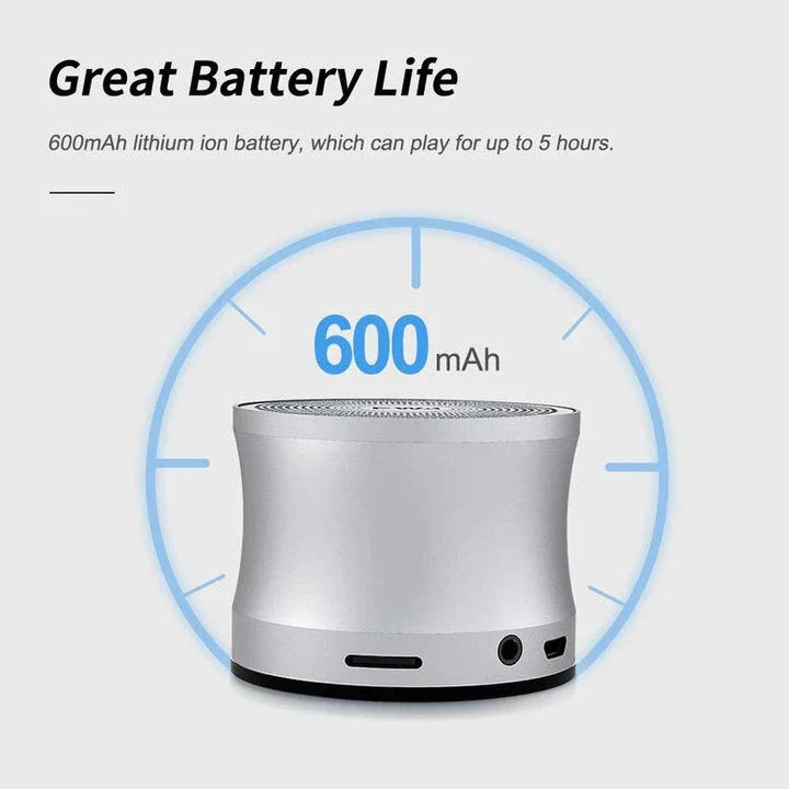 Premium compact Bluetooth speaker with powerful 5W driver, true wireless stereo, and sleek metal casing