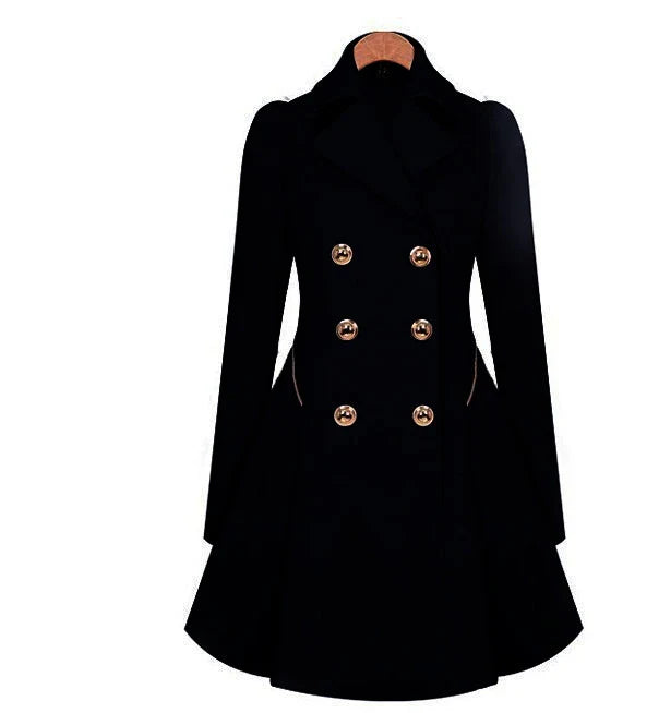 Sleek and sophisticated medium-length commuter coat in black, beige, and blue colours for British professionals