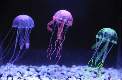 Premium glow-in-the-dark silicone jellyfish ornament with lifelike tentacle movements for aquarium or home décor