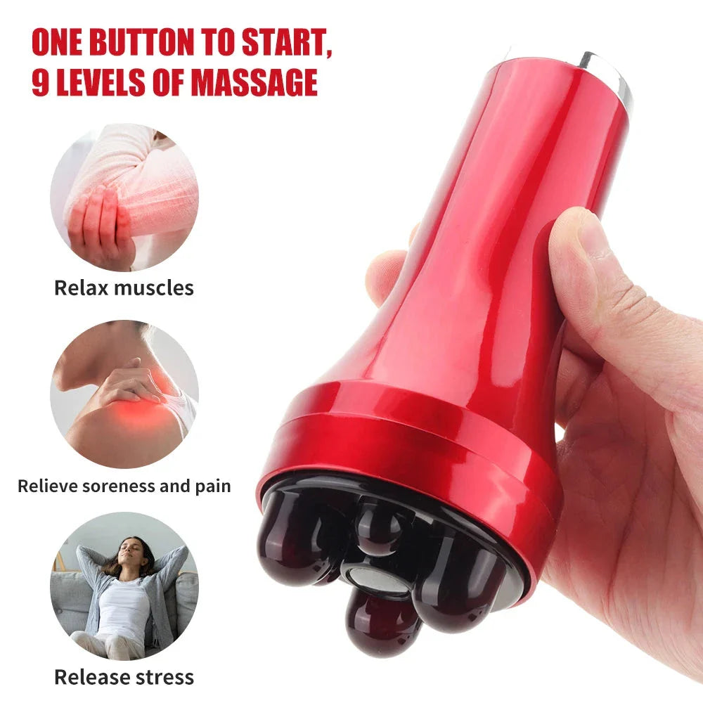 Handheld abdominal massager with multi-frequency vibration and red light therapy for relaxation and fat burning
