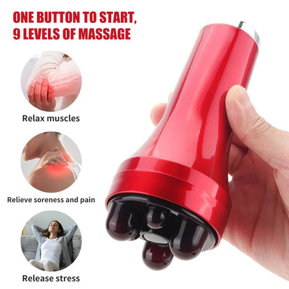 Handheld abdominal massager with multi-frequency vibration and red light therapy for relaxation and fat burning