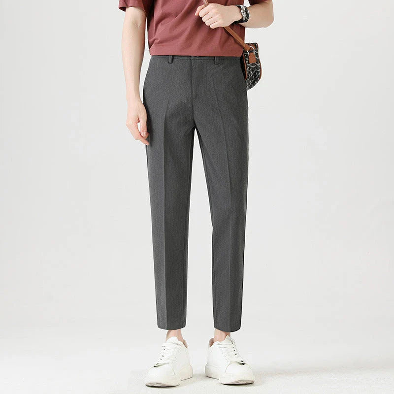 Men's sophisticated stretch trousers with tailored pencil fit, available in a range of classic colours