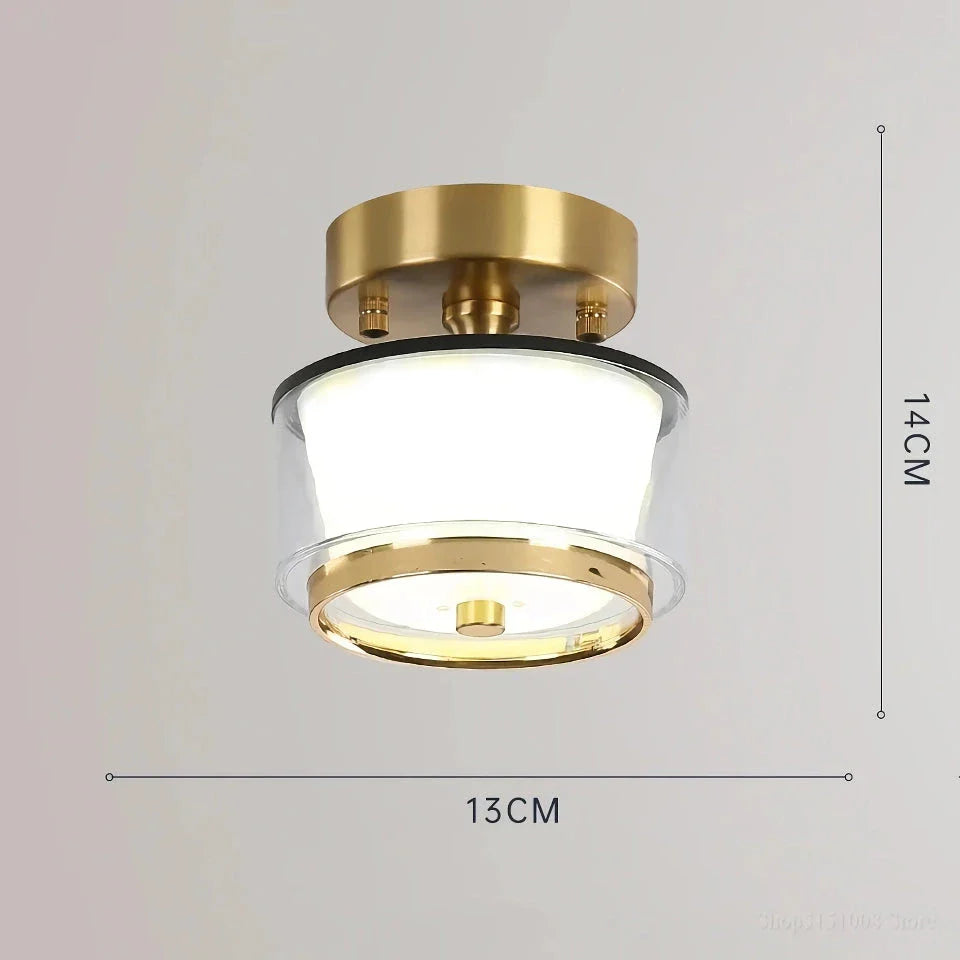 Elegant copper LED ceiling light with customisable light settings for living room, porch, and balcony