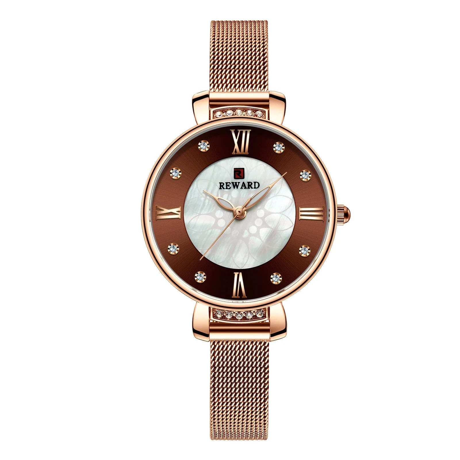 Elegant shell-inspired dial and Milanese mesh strap ladies watch from Trendha